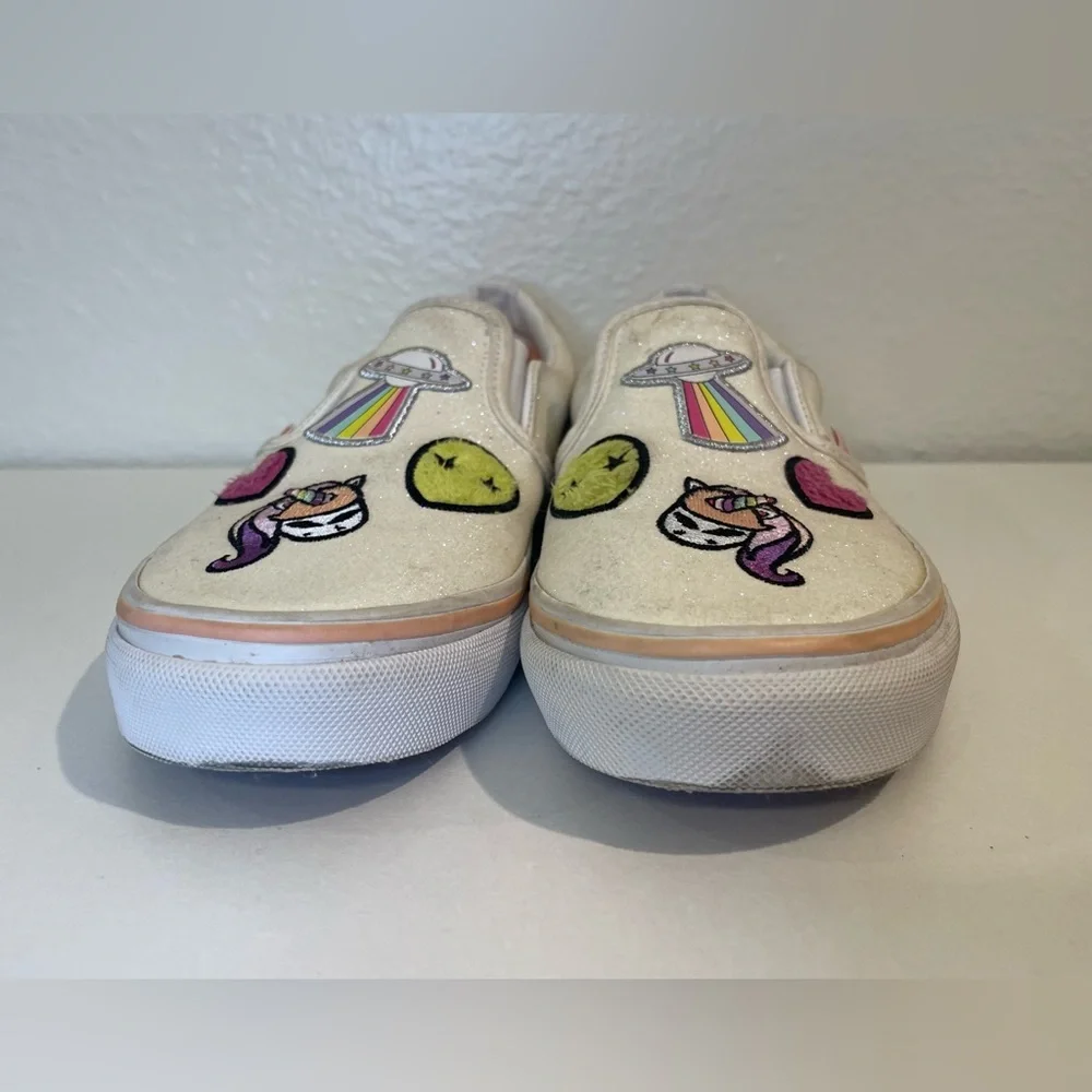 Vans‎ Kid’s Unicorn Alien Glitter Classic Slip-On Sneakers Patches Size 3